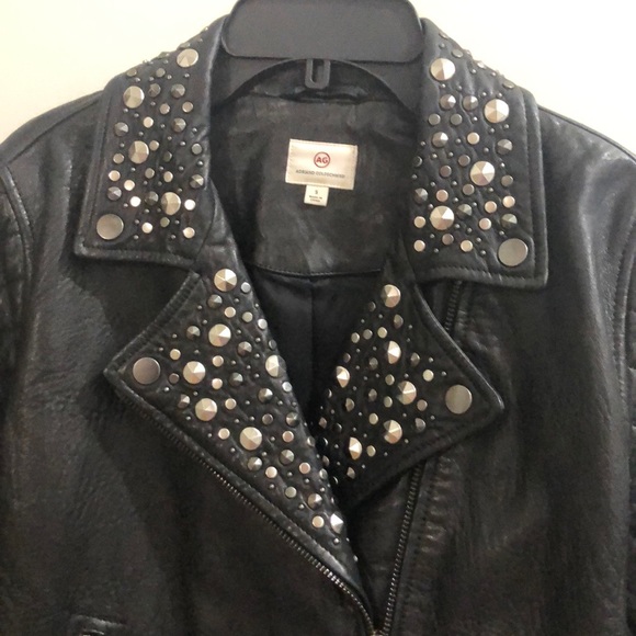 AG Larissa Moto leather jacket, studded true black - Picture 4 of 13